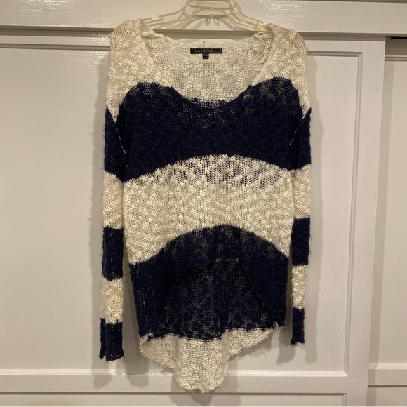 Love Stitch Sweaters - Love Stitch Navy and White Striped Sweater